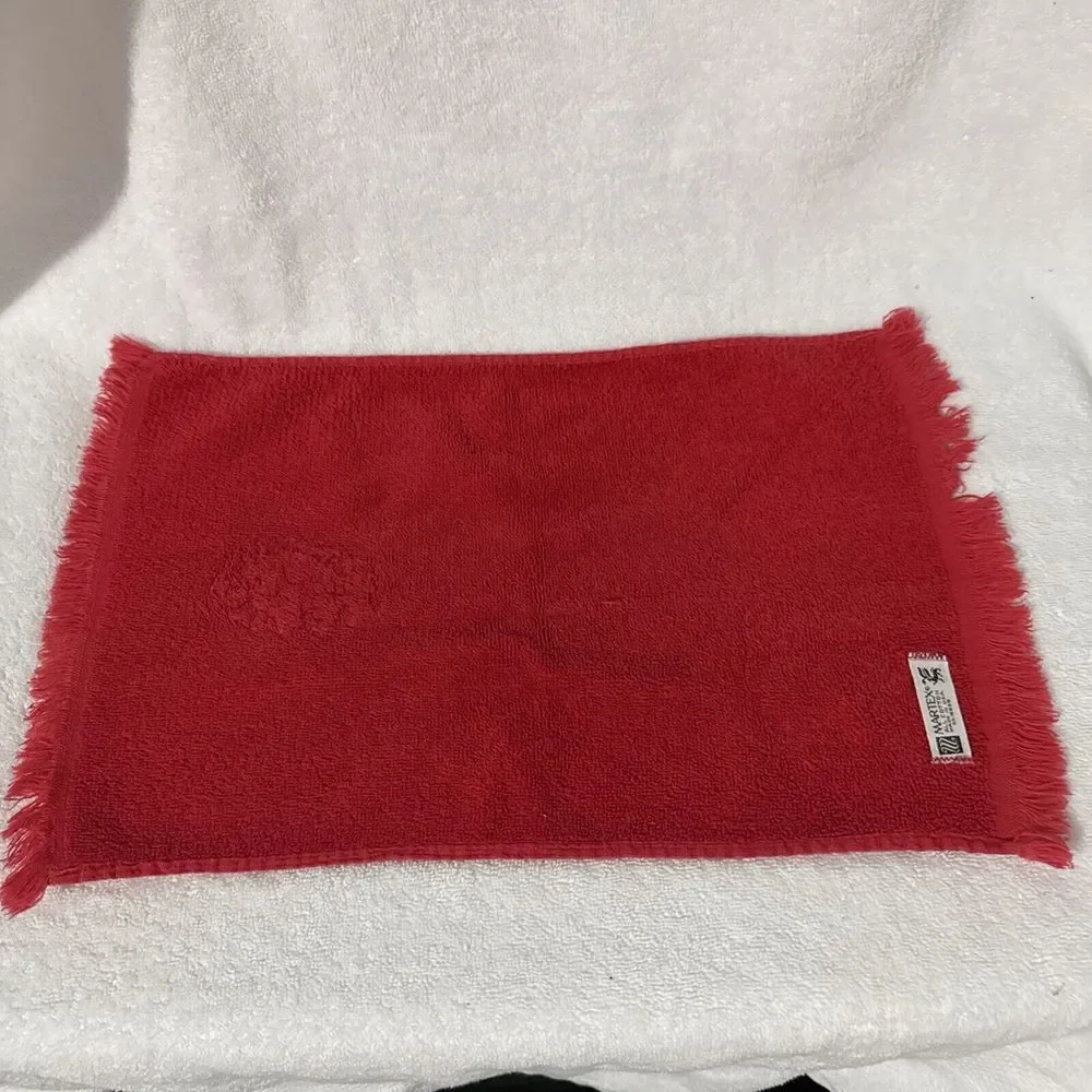LOT‎ Vintage Holiday Fingertip Hand Towels Cannon Martex Red Christmas Fringe